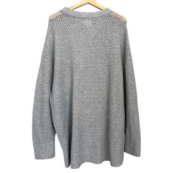 Offline by Aerie Open Knit Sweater Light Gray XXL Cozy Lounge - Picture 2 of 5